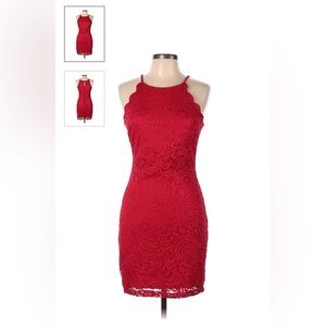 Red Lace Cocktail Dress by & by brand